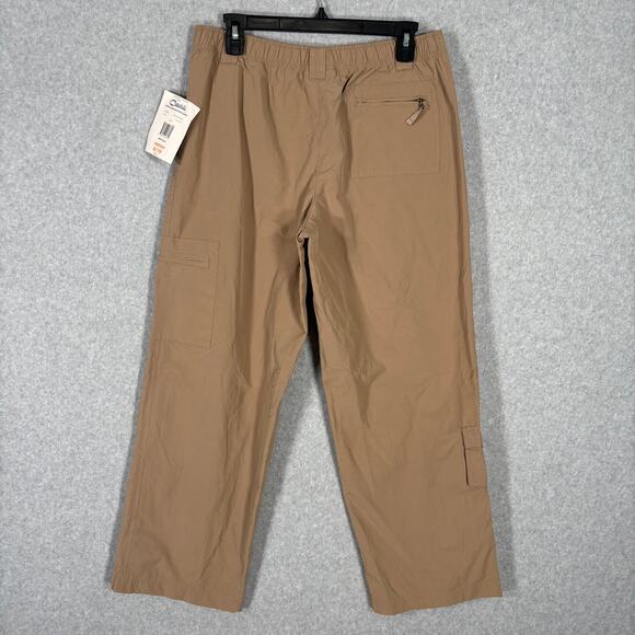 Catalina Pants Womens Medium Tan Cargo Windbreaker Petite Wide Leg Crop‎ Active - Picture 9 of 12